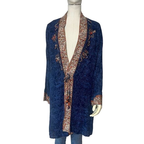 Carole Little Paisley Tapestry Vibrant Blue Kimono with Beading - Picture 2 of 12